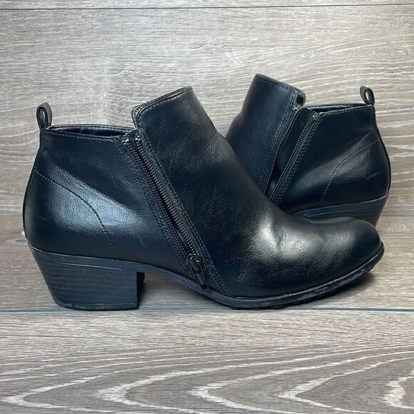 SafeTStep Brenna Women’s Sz 8.5W Black Comfort Side Zip Heeled Ankle Boots - Picture 11 of 11